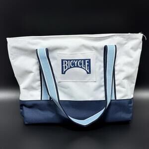 Bicycle Playing Cards Canvas Tote Bag Blue White Zipper Logo Travel Game Gear